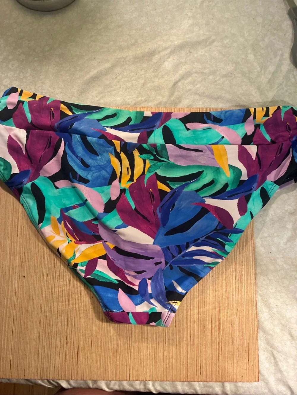 Women’s Tropical Leaf Print Bikini Bottom - Multicolor NWT 1X
